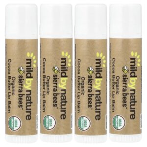 Sierra Bees(TM) Bálsamos Labiais Orgânicos Manteiga de Cacau 4 Unidades 4,25 g Cada - Mild By Nature