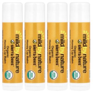 Sierra Bees(TM) Bálsamos Labiais Orgânicos Mel Embalagem com 4 Unidades 4,25 g Cada - Mild By Nature