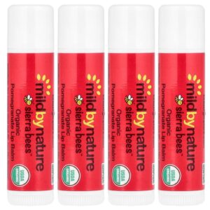 Sierra Bees(TM) Bálsamos Labiais Orgânicos Romã Embalagem com 4 Unidades 4,25 g Cada - Mild By Nature