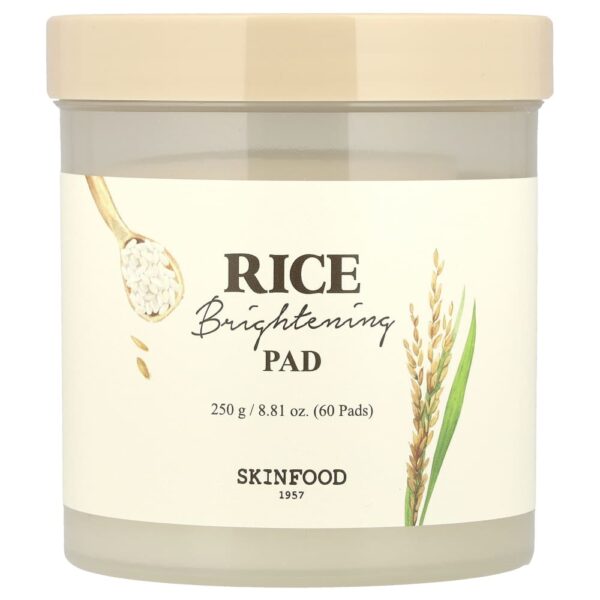 SKINFOOD - Discos Tônicos Faciais Iluminadores Rice Daily Brightening Pad 60 Unidades