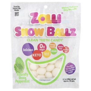Snow Ballz da Zolli Hortelã-Pimenta Naturalmente Forte Aprox. 22 Unidades 88 g (88 g) - Zollipops