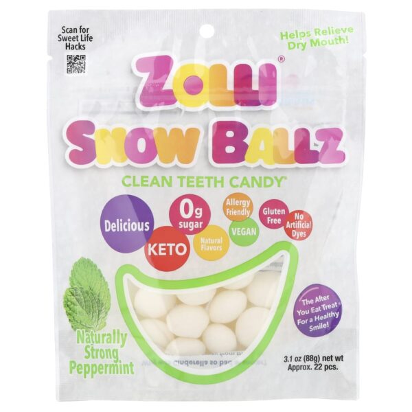 Snow Ballz da Zolli Hortelã-Pimenta Naturalmente Forte Aprox. 22 Unidades 88 g (88 g) - Zollipops