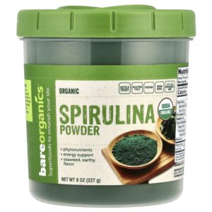 Spirulina Orgânica em Pó Superfood 227 g - BareOrganics