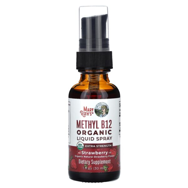 Spray Líquido de Metil Vitamina B12 Orgânico Morango 720 mcg 30 ml - MaryRuth's