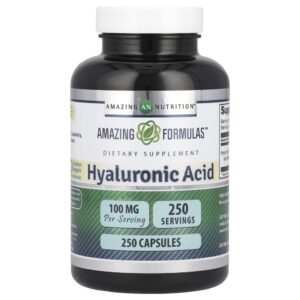 Suplemento de Ácido Hialurônico 100 mg 250 Cápsulas - Amazing Nutrition
