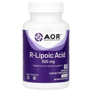 Suplemento de Ácido R-Lipoico R-Lipoic Acid 300 mg 60 Cápsulas Vegetais - Advanced Orthomolecular Research AOR