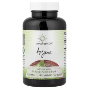 Suplemento de Arjuna Terminalia Arjuna 500 mg 120 Cápsulas Vegetais - Amazing India