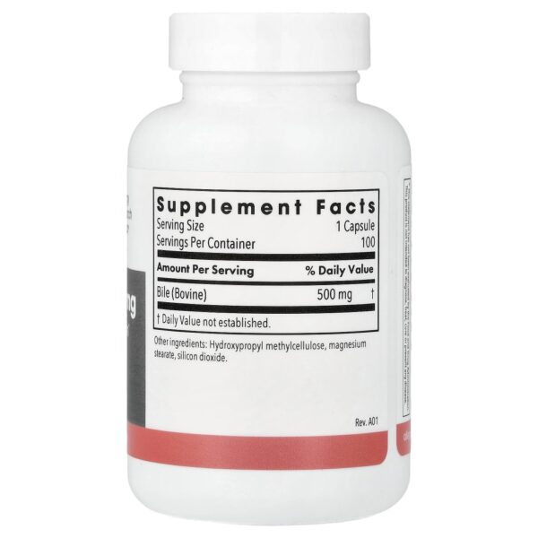 Suplemento de Bile de Boi Ox Bile 500 mg 100 Cápsulas Vegetarianas - Allergy Research Group
