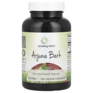 Suplemento de Extrato Padronizado de Casca de Arjuna 500 mg 120 Cápsulas Vegetais - Amazing India