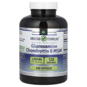 Suplemento de Glicosamina Condroitina e MSM 240 Cápsulas - Amazing Nutrition