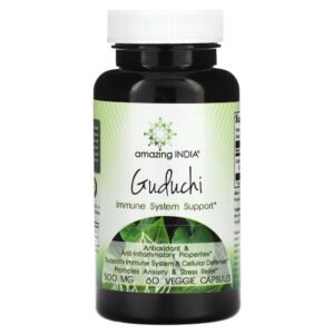 Suplemento de Guduchi Tinospora Cordifolia 500 mg 60 Cápsulas Vegetais - Amazing India