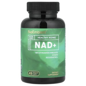 Suplemento de NAD+ para Longevidade e Energia Celular 45 Cápsulas Vegetais - BioEmblem
