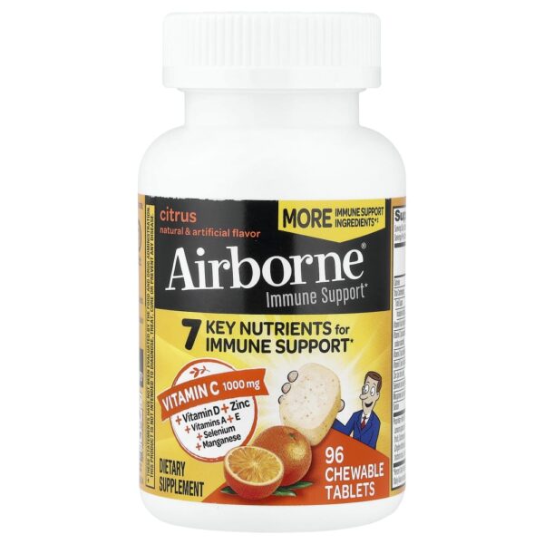 Suplemento de Suporte Imunológico Cítrico Citrus 96 Comprimidos Mastigáveis - Airborne