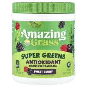 Suplemento de Verdes Orgânicos Super Greens Antioxidant Sabor Sweet Berry 210 g - Amazing Grass