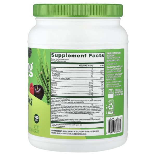 Suplemento de Verdes Orgânicos Super Greens Antioxidant Sabor Sweet Berry 700 g - Amazing Grass