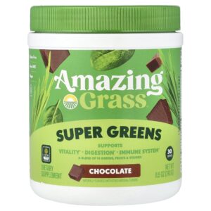 Suplemento de Verdes Orgânicos Super Greens Sabor Chocolate 240 g - Amazing Grass