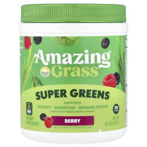 Suplemento de Verdes Orgânicos Super Greens Sabor Frutas Silvestres 240 g - Amazing Grass