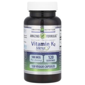 Suplemento de Vitamina K2 Amazing Formulas 100 mcg 120 Cápsulas Vegetais - Amazing Nutrition