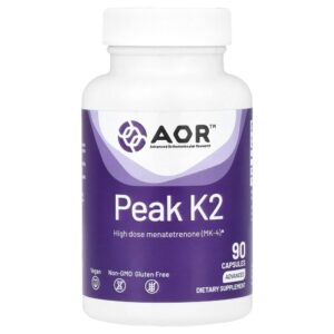 Suplemento de Vitamina K2 Peak K2 15 mg 90 Cápsulas - Advanced Orthomolecular Research AOR