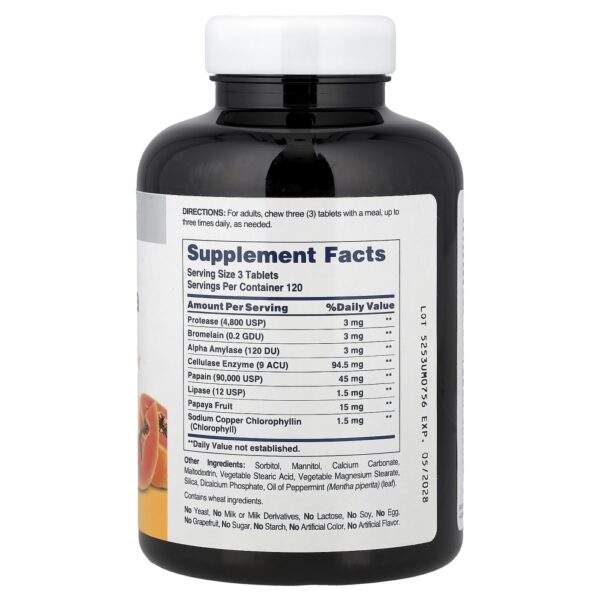 Suplemento Digestivo de Enzima de Mamão Super Papaya Enzyme Plus 360 Comprimidos Mastigáveis - American Health