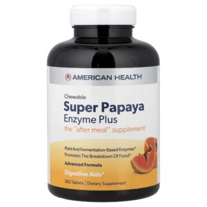 Suplemento Digestivo de Enzima de Mamão Super Papaya Enzyme Plus 360 Comprimidos Mastigáveis - American Health