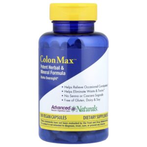 Suplemento Intestinal ColonMax Fórmula de Minerais e Ervas 100 Cápsulas Veganas - Advanced Naturals