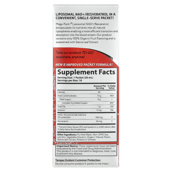 Suplemento Líquido Mega-Pack NAD+ Lipossomal e Resveratrol 10 Sachês - Aurora Nutrascience