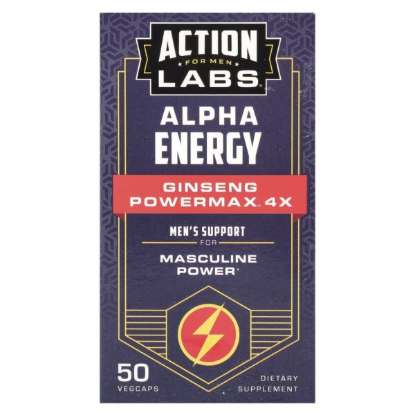 Suplemento Masculino Alpha Energy Ginseng Powermax 4x 50 Cápsulas Vegetais - Action Labs