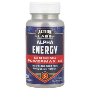 Suplemento Masculino Alpha Energy Ginseng Powermax 4x 50 Cápsulas Vegetais - Action Labs