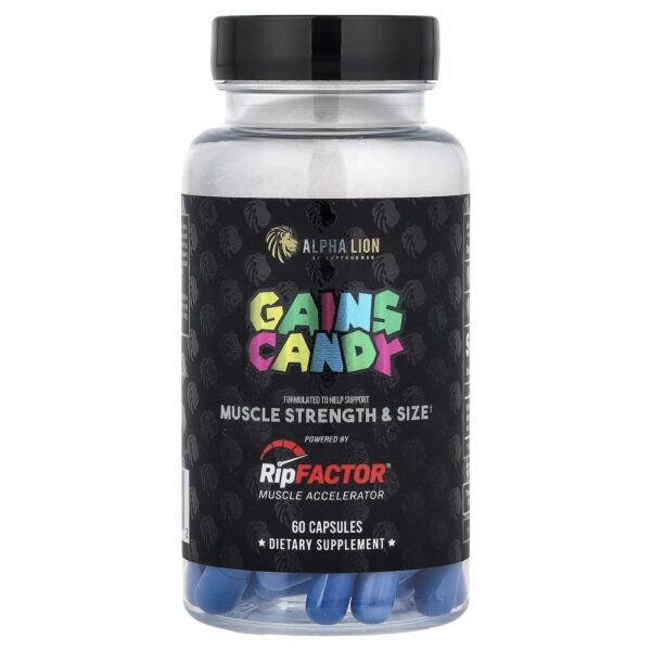Suplemento para Ganho Muscular Gains Candy RipFactor 325 mg 60 Cápsulas - ALPHA LION