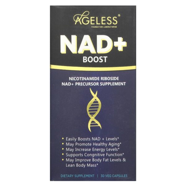 Suplemento Reforço de NAD+ para Longevidade 30 Cápsulas Vegetais - Ageless Foundation Laboratories