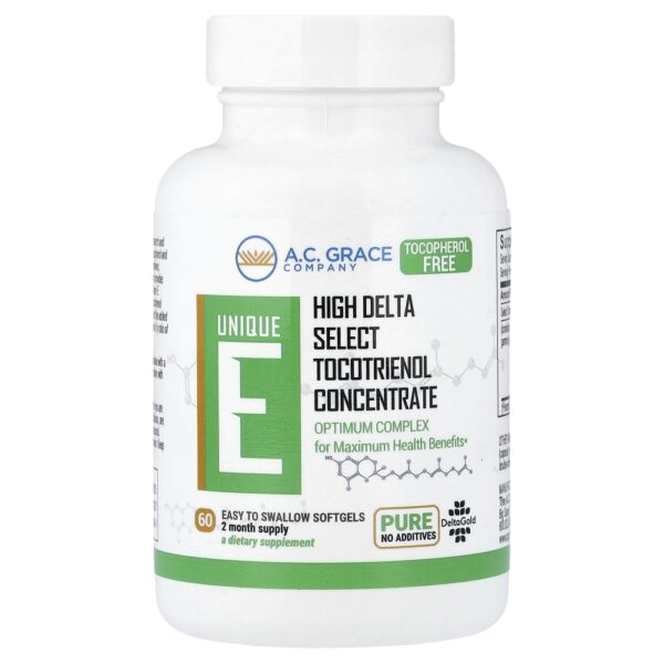 Suplemento Unique E Tocotrienol 125 mg 60 Cápsulas Gelatinosas - A.C. Grace Company