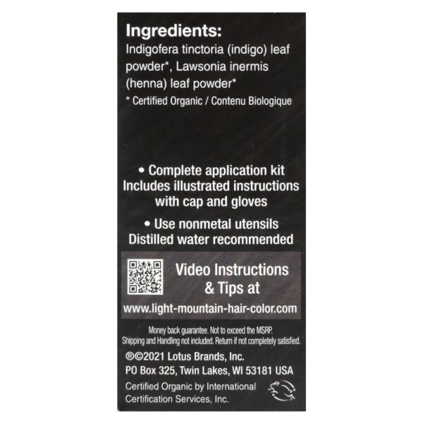 Tintura Capilar Natural e Condicionador Preto 113 g - Light Mountain