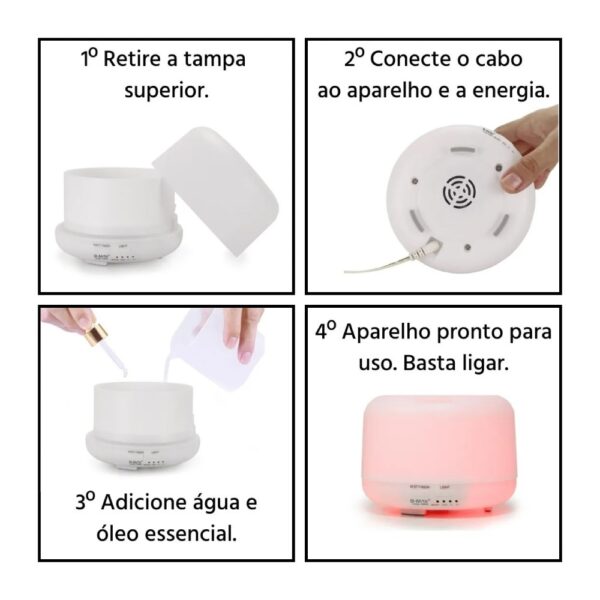 Difusor (aromatizador e umidificador) de ar e Óleos essenciais