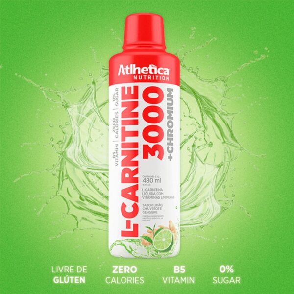 L-Carnitine 3000 + CHROMIUM Limão, Chá Verde & Gengibre 960ml - Atlhetica