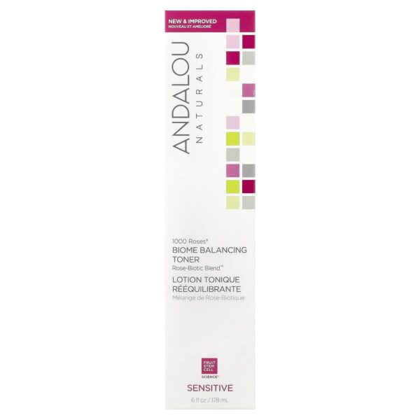 Tônico Facial Equilíbrio do Bioma 1000 Roses para Pele Sensível 178 ml - Andalou Naturals