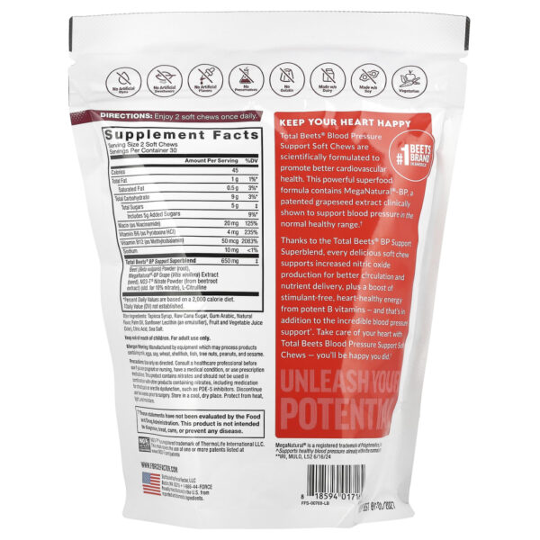 Total Beets Suporte a Pressão Sanguínea Açaí 60 Cápsulas Mastigáveis - Force Factor