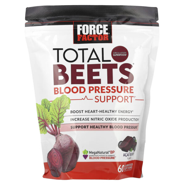Total Beets Suporte a Pressão Sanguínea Açaí 60 Cápsulas Mastigáveis - Force Factor