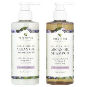 Tree to Tub - Kit Shampoo e Condicionador Hidratante Óleo de Argan e Lavanda 2 Unidades de 250 ml