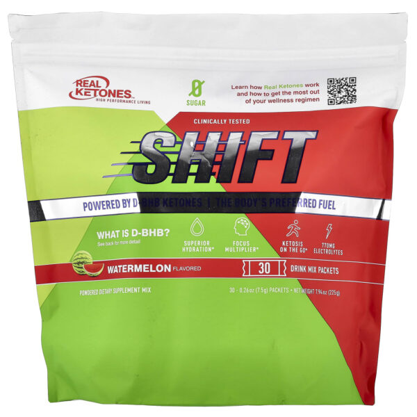 Shift Melancia 30 Pacotes de Mistura para Bebida 7,5 g Cada - Real Ketones