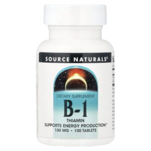 Vitamina B1 Tiamina 100 mg 100 Comprimidos - Source Naturals