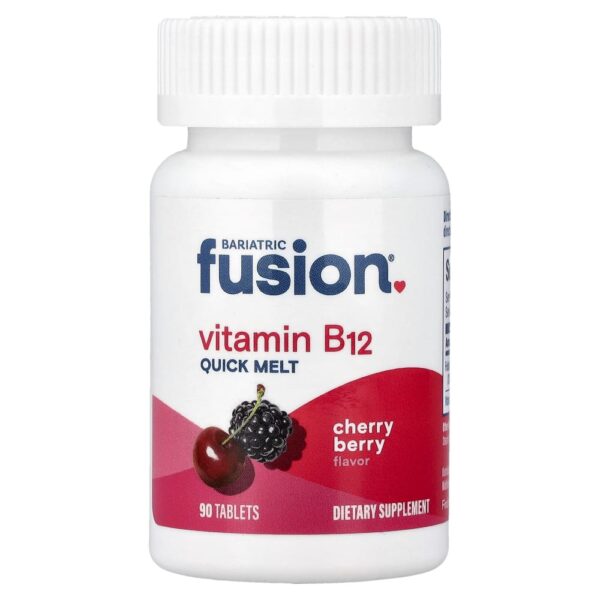 Vitamina B12 Sublingual Quick Melt Sabor Cereja 90 Comprimidos - Bariatric Fusion