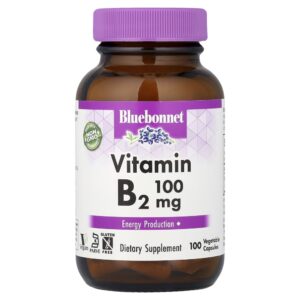 Vitamina B2 100 mg 100 Cápsulas Vegetais - Bluebonnet Nutrition
