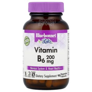 Vitamina B6 200 mg 90 Cápsulas Vegetais - Bluebonnet Nutrition