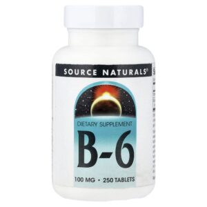 Vitamina B6 Piridoxina 100 mg 250 Comprimidos - Source Naturals