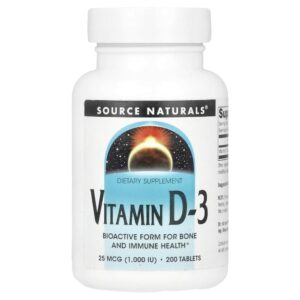 Vitamina D3 1000 UI 25 mcg 200 Comprimidos - Source Naturals