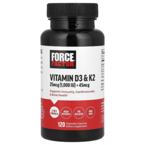 Vitamina D3 e K2 120 Cápsulas Vegetais - Force Factor