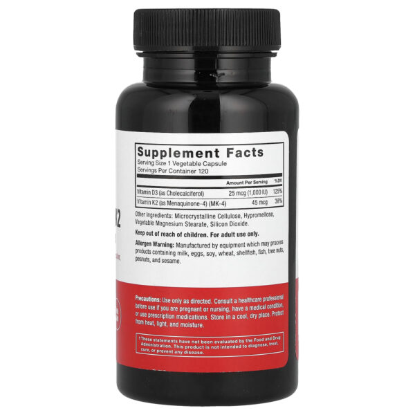 Vitamina D3 e K2 120 Cápsulas Vegetais - Force Factor