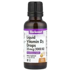 Vitamina D3 Líquida em Gotas Cítricos 25 mcg (1.000UI) 30 ml - Bluebonnet Nutrition
