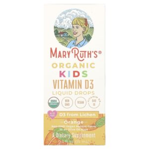 Vitamina D3 Orgânica em Gotas para Crianças 4 a 13 Anos Laranja 640 UI 15 ml - MaryRuth's